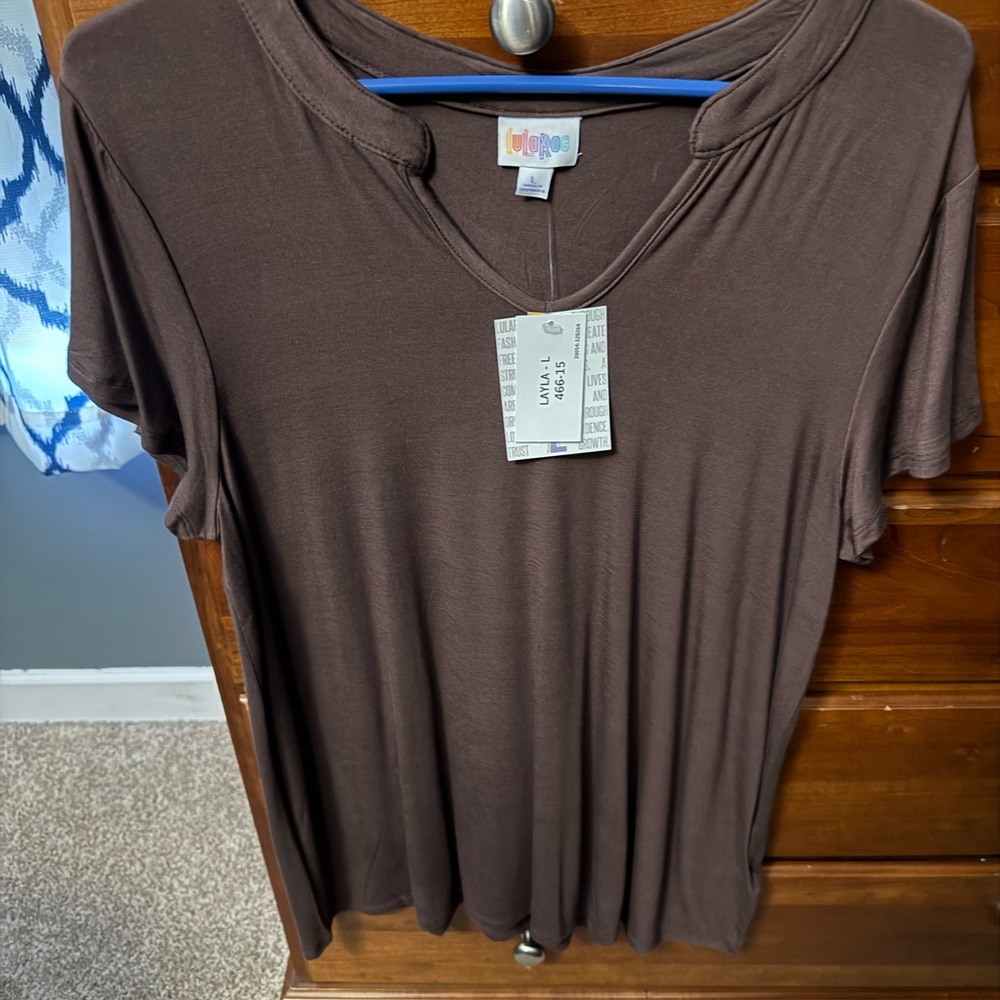 LuLaRoe Women's Chocolate Brown Short Sleeve Top